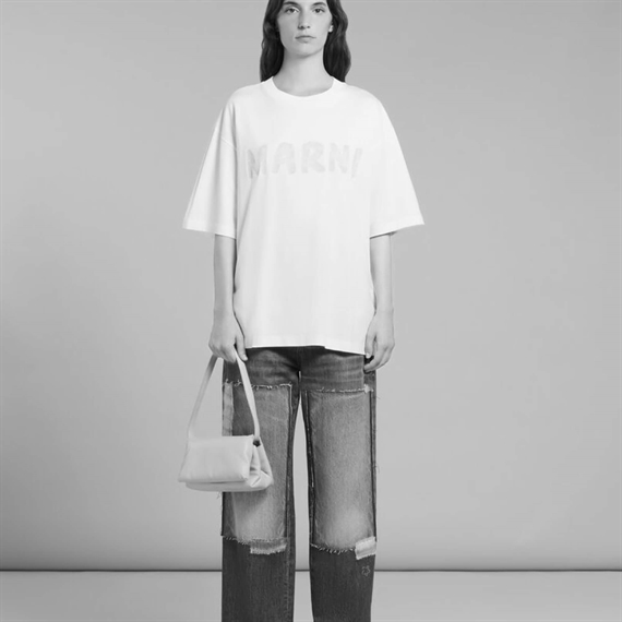 MARNI Small Prisma Bag, Blue Calfskin
